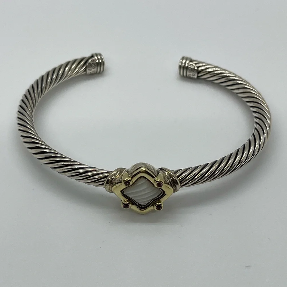 David Yurman Vintage Quatrefoil 5mm bracelet with gold - Picture 5 of 9